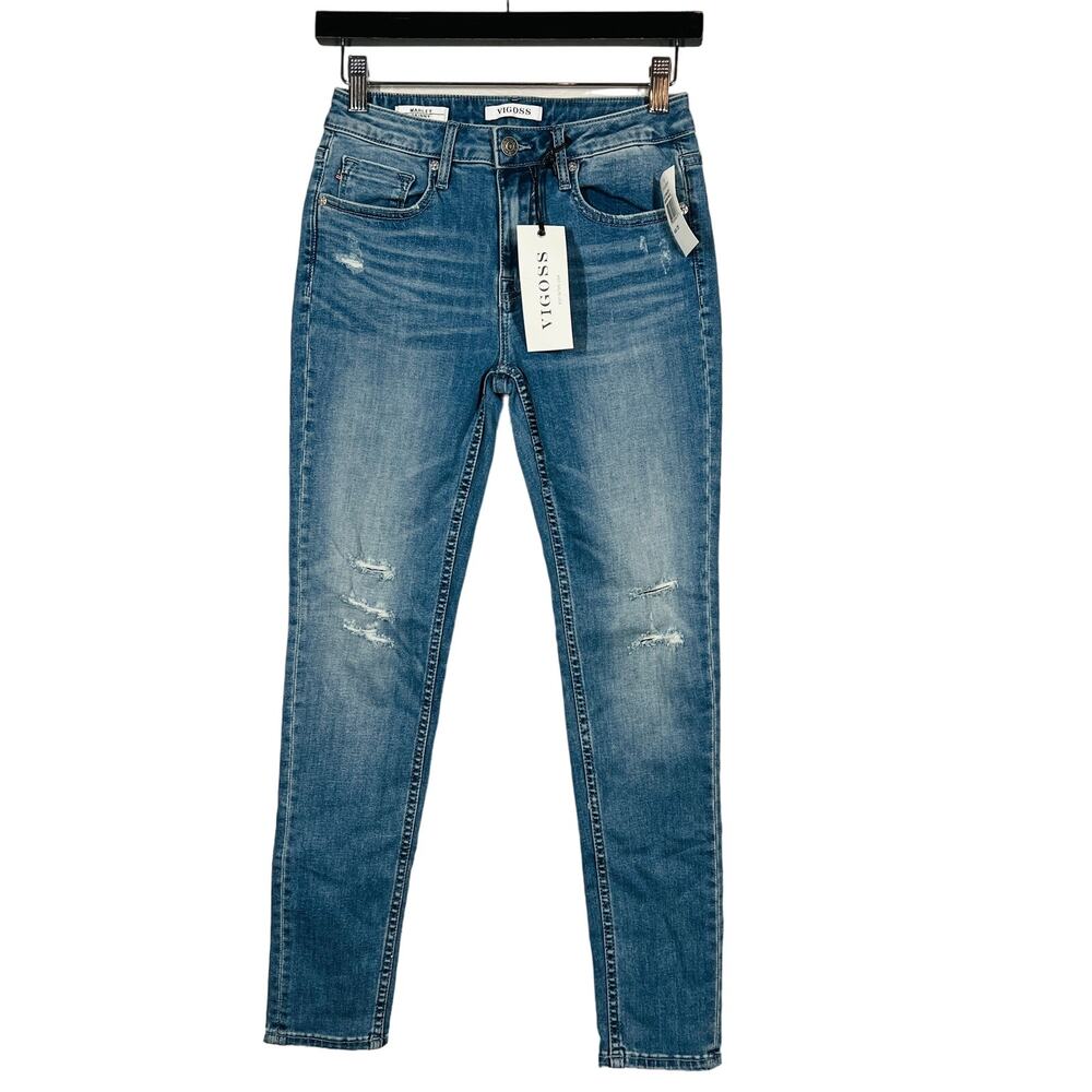 NEW! Vigoss Marley Skinny Jeans Med Wash Blue Casual Denim Pant - 25